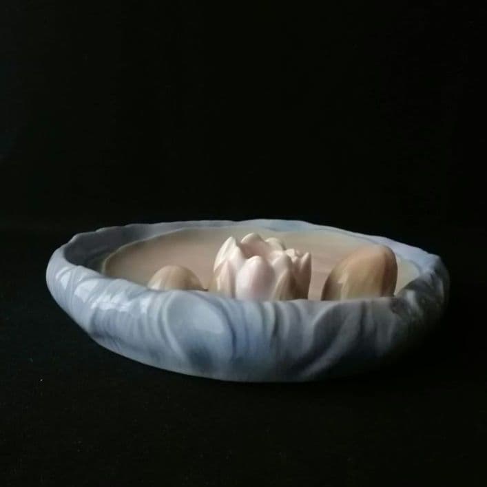 逸品　蓮の花プレート　B&G　ビング オー グレンダール　デンマーク　釉裏彩