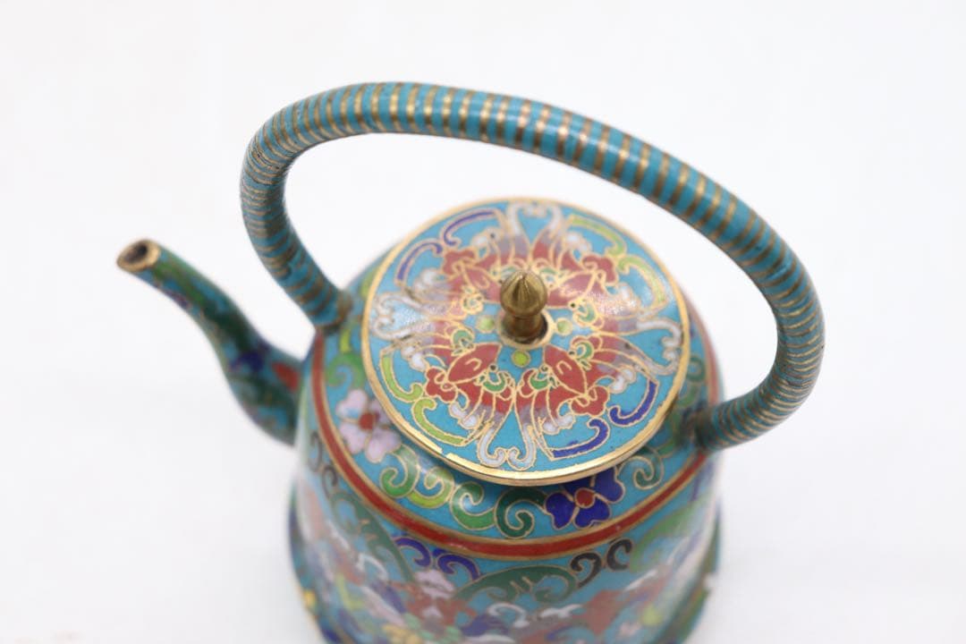 中国　七宝焼　急須　送料込み250510