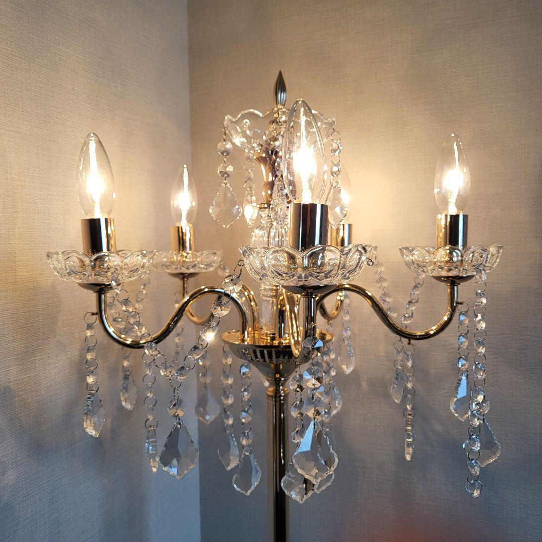 <Coin>【ほぼ新品】ゴールドクリスタルフロアランプ Coin様専用>【ほぼ新品】ゴールドクリスタルフロアランプ