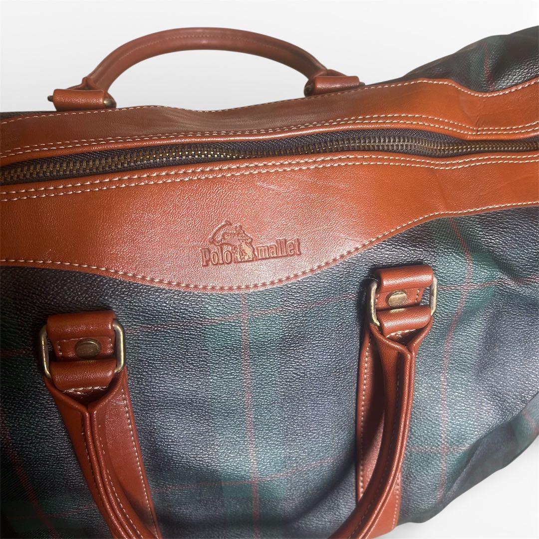 ポロマレット Polo Mallet ボストンバッグ グリーン チェック柄 - メルカリ