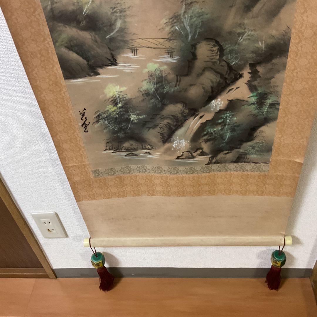 紙本 彩色画風景図 作者不詳 落款印譜在 桐箱