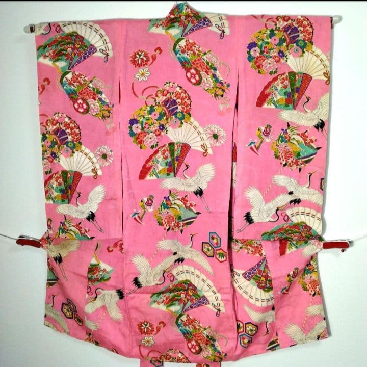 七五三　３歳　女の子　アンティーク　着物　正絹　ひな祭り　女児　三才　お正月