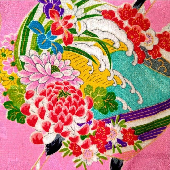 七五三　３歳　女の子　アンティーク　着物　正絹　ひな祭り　女児　三才　お正月