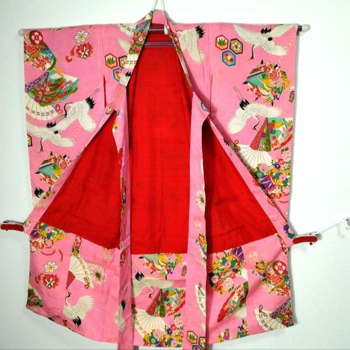 七五三　３歳　女の子　アンティーク　着物　正絹　ひな祭り　女児　三才　お正月