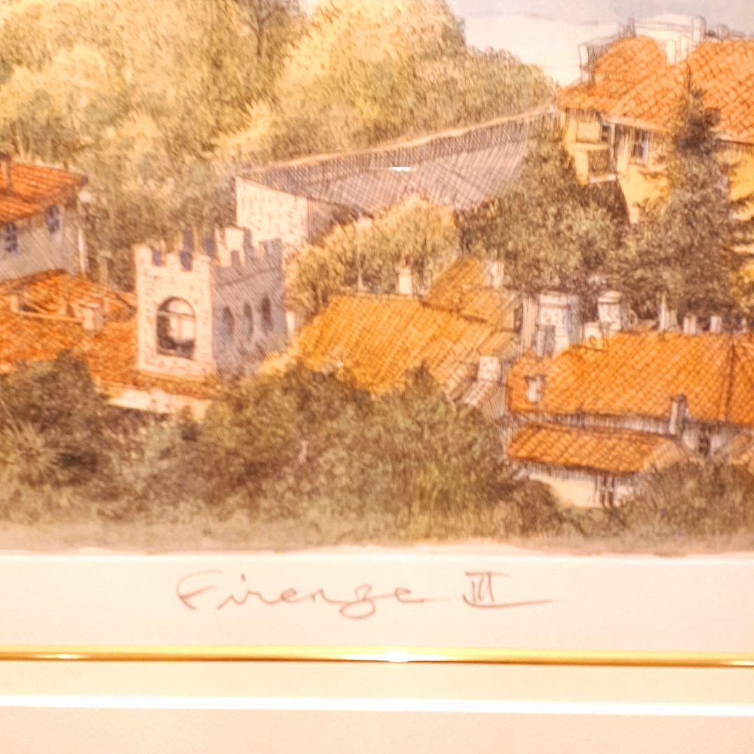 希少 織田義郎作品 172/200 風景画 エッチング技法 手彩 サイン入り