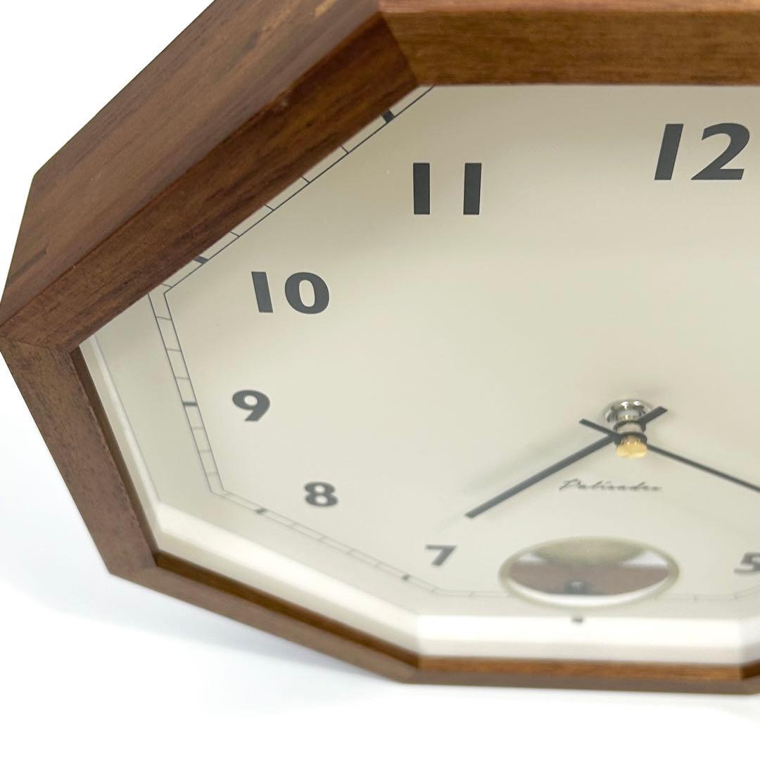 インターフォルム Gorlitz ゲルリッツ 八角 木製 壁掛け時計 ブラウン