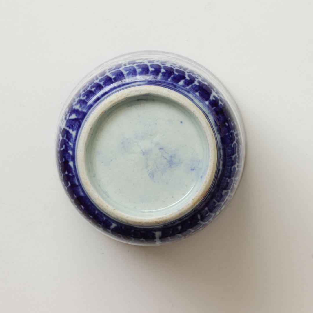 明治　大正　湯呑み　型紙摺　印判　雪輪　雪　結晶