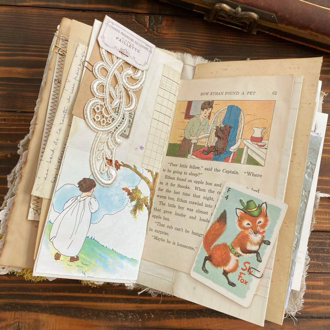 junk journal ジャンクジャーナル雑記帳　蛇腹ファイル　平袋付き