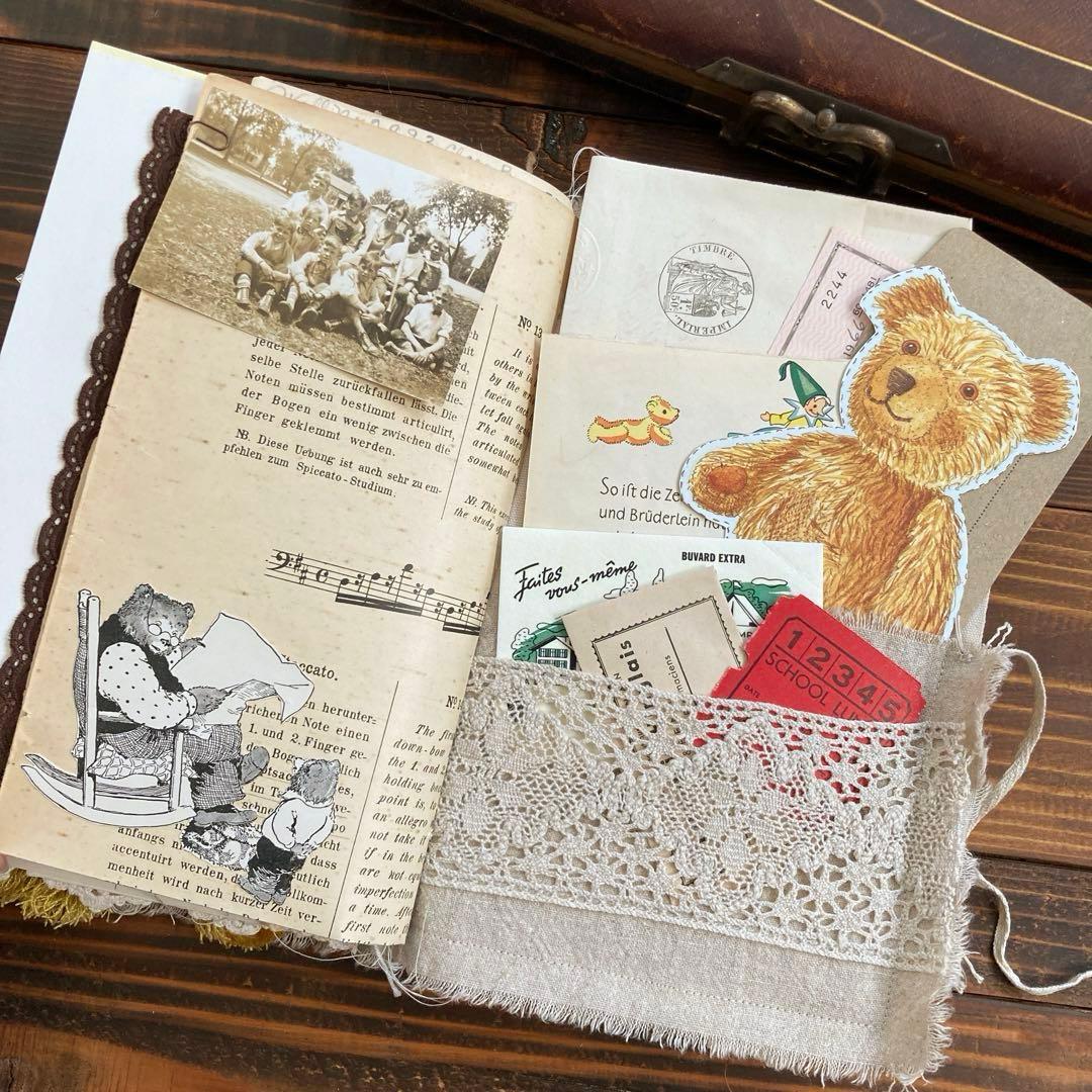 junk journal ジャンクジャーナル雑記帳　蛇腹ファイル　平袋付き