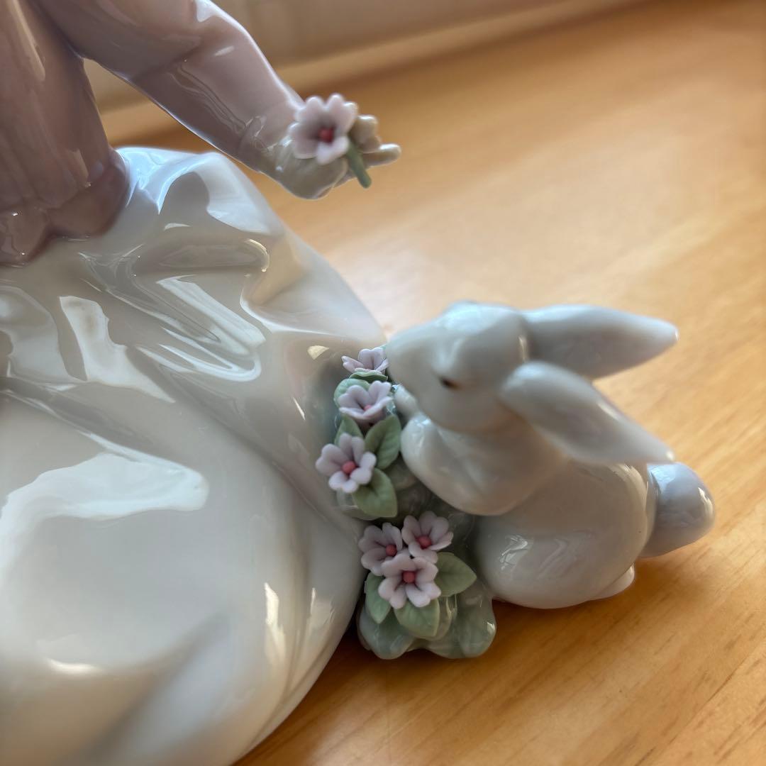 ゆ*あ様 リヤドロ 少女とウサギの陶器像 LLADRO 少女とウサギの