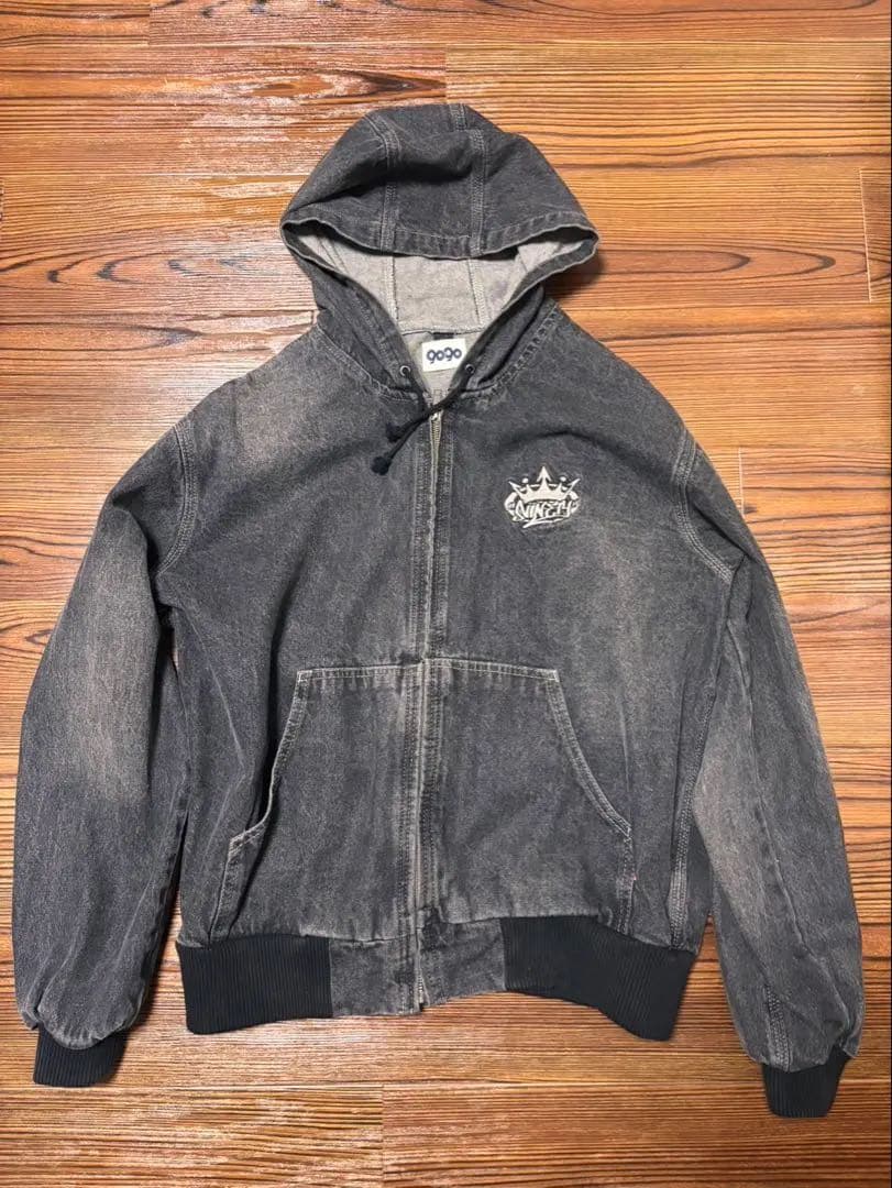 s*.様 King Logo デニムフーディー パーカー ヴィンテージ風 オーバ
