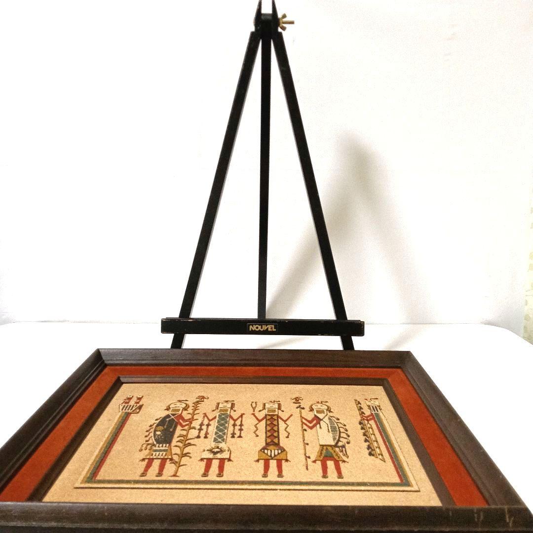 ネイティブアメリカン ナバホ族 木製フレーム 文化的装飾品 砂絵 サンドアート