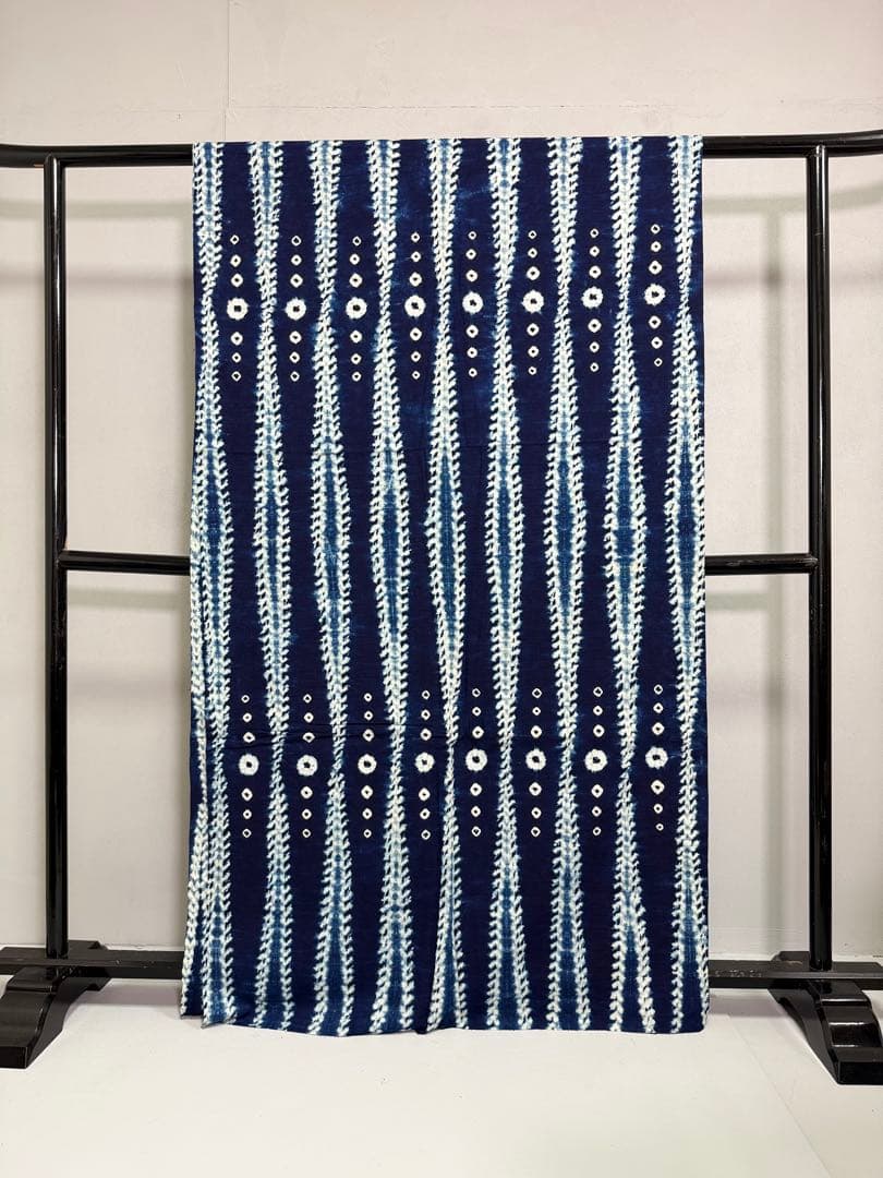 N 「有松鳴海絞り」藍染作家 片野元彦 国産天然藍染 希少「片野絞り」古布