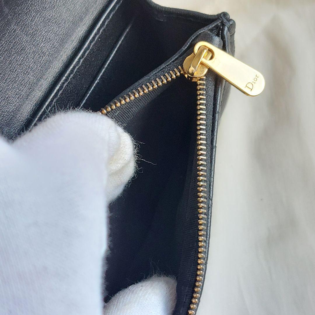 【現行】 ディオール 財布  オールグライシンウォレット 黒 革 パール