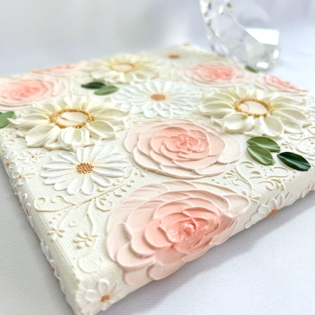 テクスチャーアート　絵画　インテリアアート　花　立体　絵　フラワーアート　花の絵