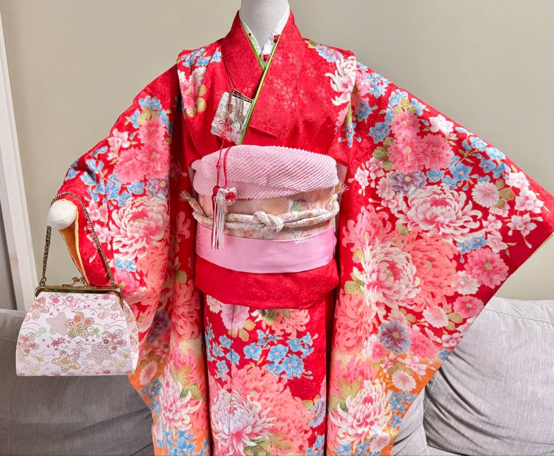 7歳七五三　セット　赤系着物　② 草履なし