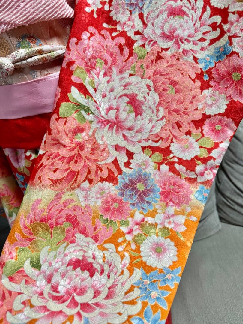 7歳七五三　セット　赤系着物　② 草履なし