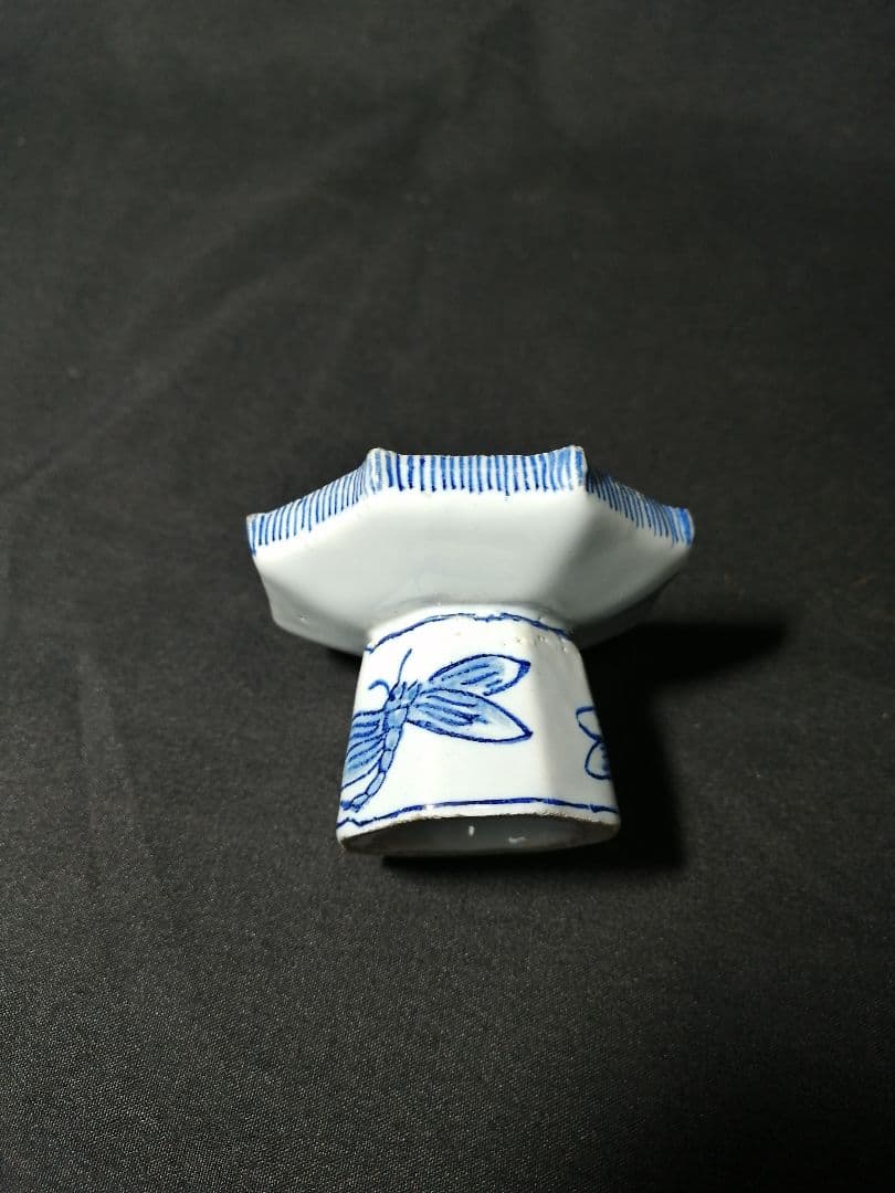 【茶道具】 時代オランダ蜻蛉絵蓋置　蓋置102