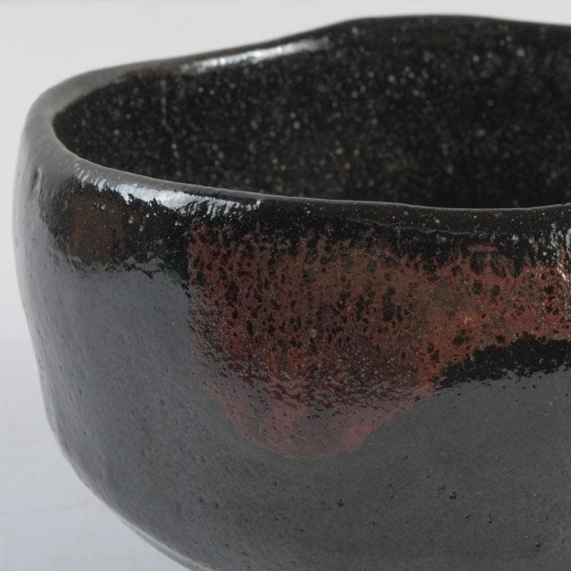 茶道具 楽焼 佐々木松楽造 黒楽茶碗 時代箱付 V 9458