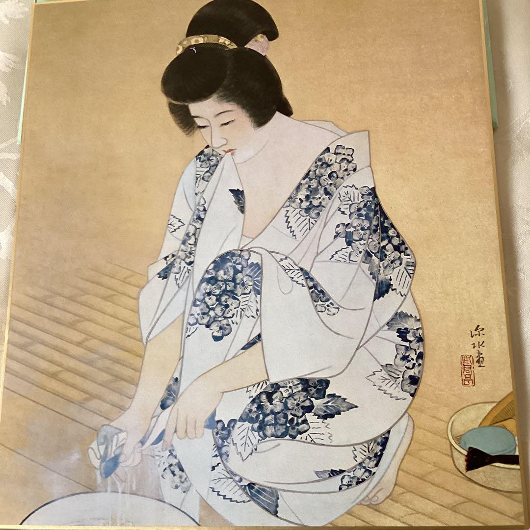 足立美術館所蔵　色紙工芸《榊原紫峰、横山大観、伊東深水、竹内栖鳳》四枚セット