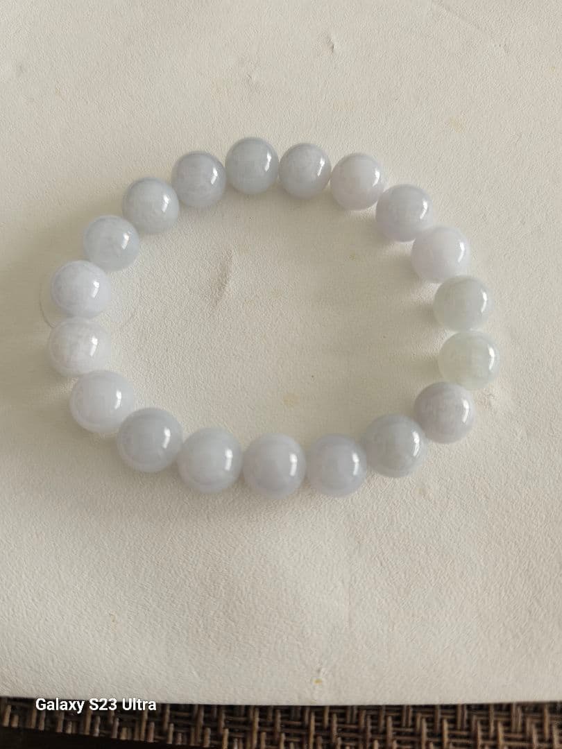 本翡翠　青ラベンダー１９玉ブレスレット　宝石鑑別書付き