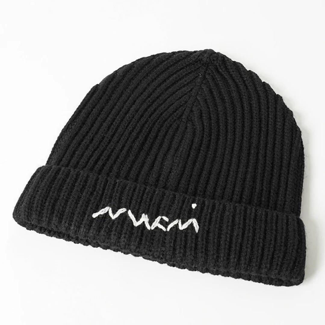 ☆プレゼントに☆【MARNI】刺繍ロゴ リブ ニット帽 ニットキャップ