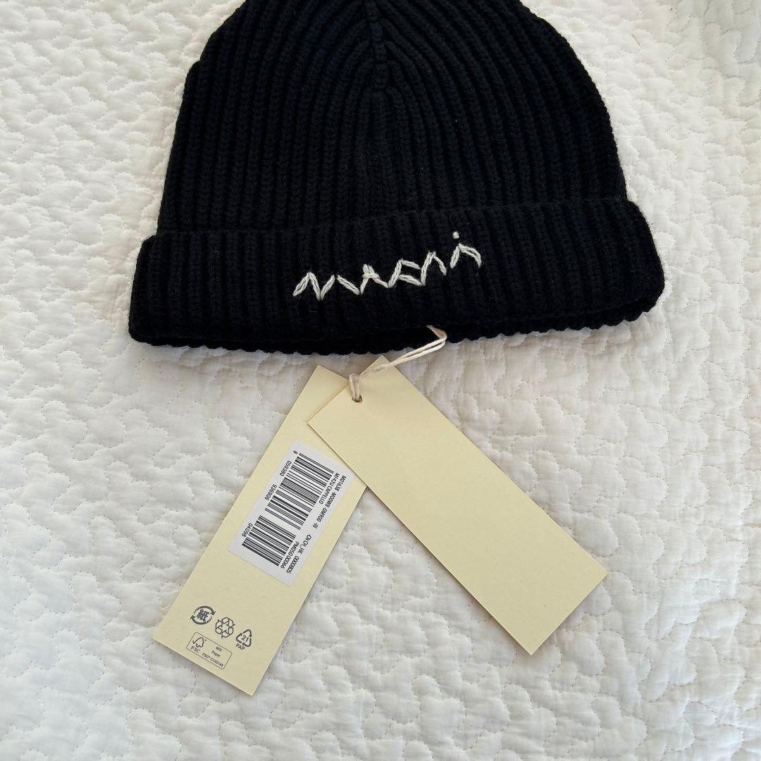 ☆プレゼントに☆【MARNI】刺繍ロゴ リブ ニット帽 ニットキャップ