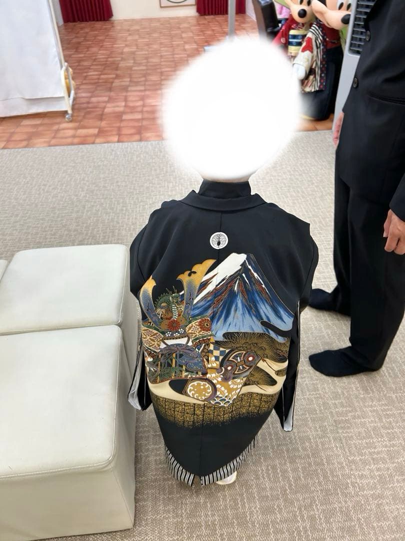 七五三 5歳 男の子 着物・袴セット 黒 かっこいい 富士山 兜 袴 七五三