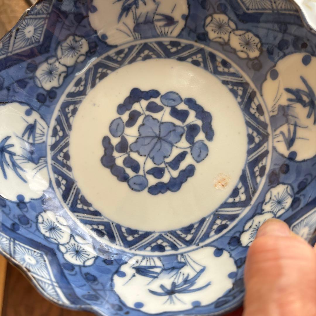 期間限定最終処分特価逸品古伊万里染付なます皿五枚吉祥