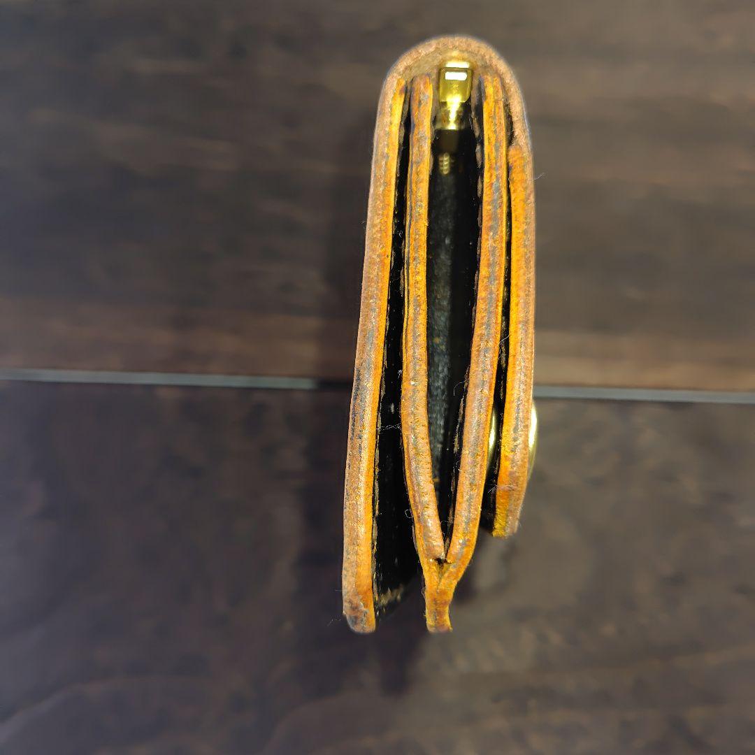 ミドルサイズ トラッカーウォレット 黒×茶 1輪のバラ