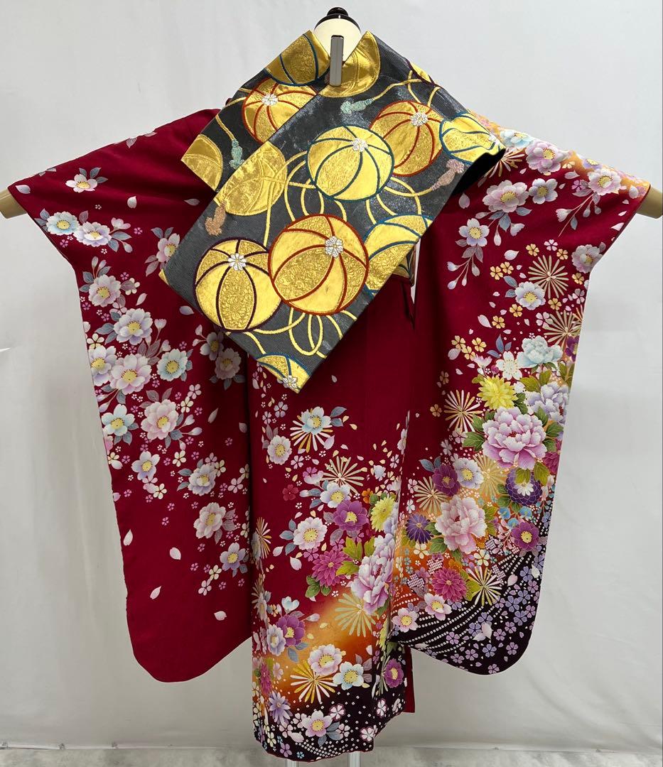 振り袖 フルセット 別誂長襦袢付 赤 成人式 金彩加工 刺繍入り 616