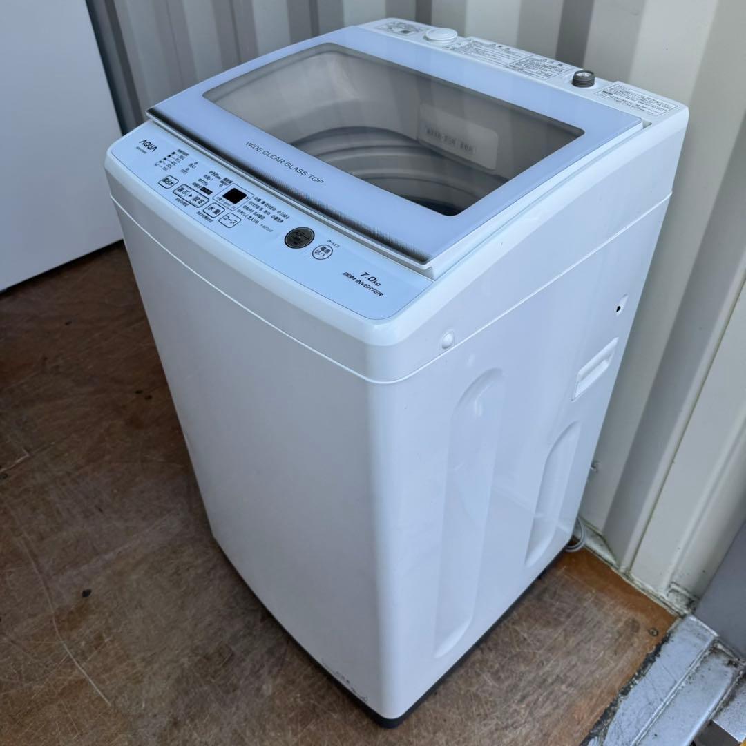 66⭐️2022年製☆アクア 洗濯機 インバーター 7KG 一人暮らし ガラス扉