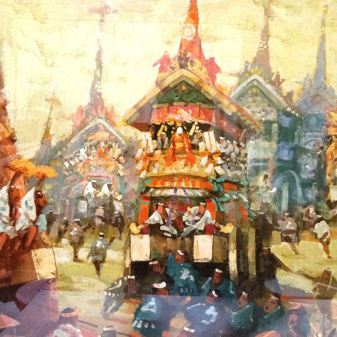 谷田穎郎 二紀会会員 油彩 F10号 大作 「祭りの時がやって来た」