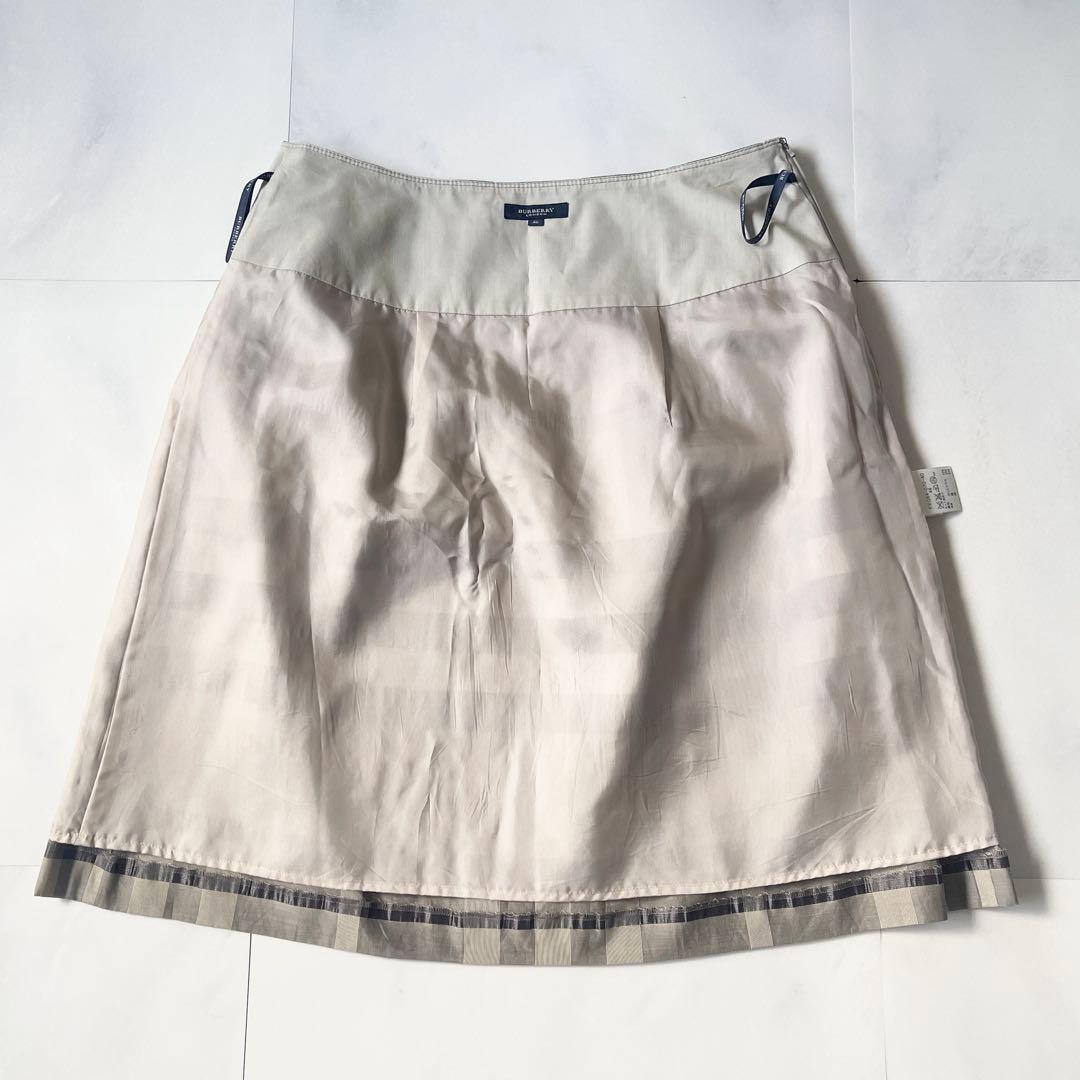 バーバリーロンドン 大きいサイズ 46 フレアスカート メガチェック シルク混