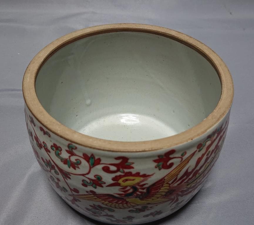 コレクター収集品 ベトナム 安南 赤絵鳳凰紋 水指