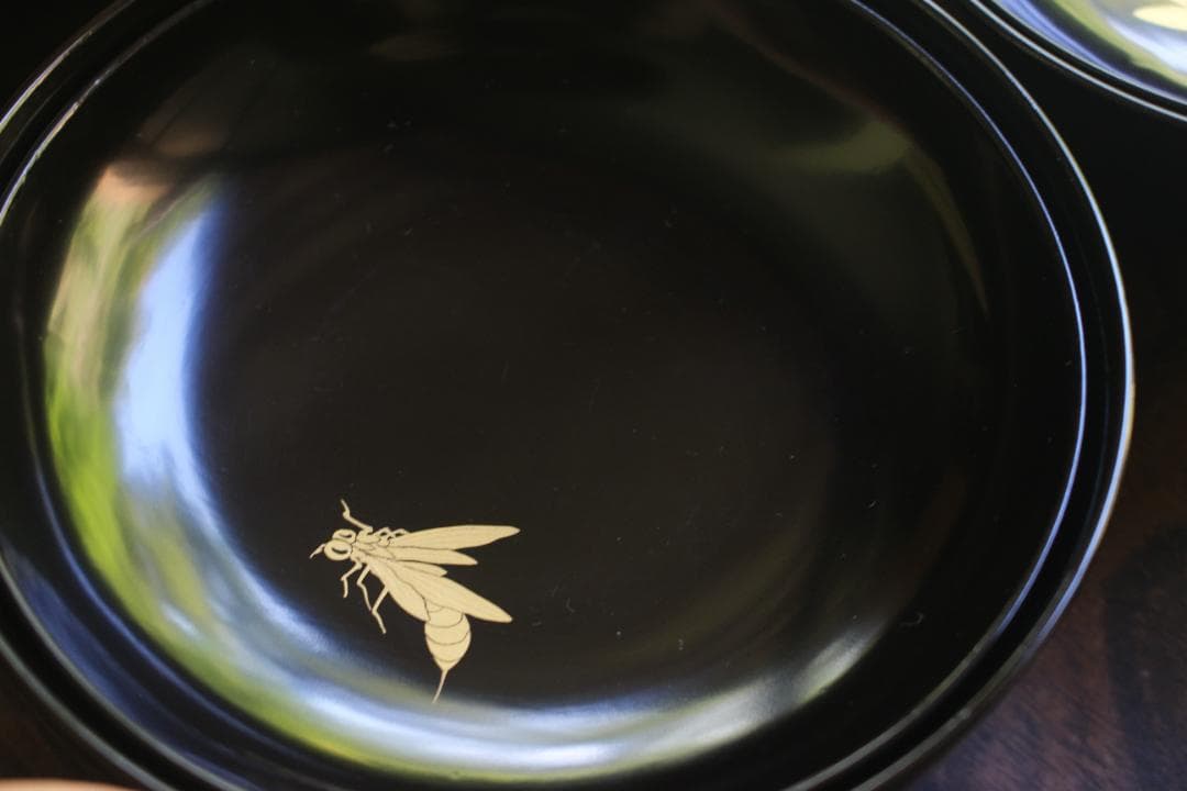 絵柄選択可！風情ある秋草闇蒔絵に見返虫蒔絵のお椀5点（検輪島塗蒔絵椀雑煮椀