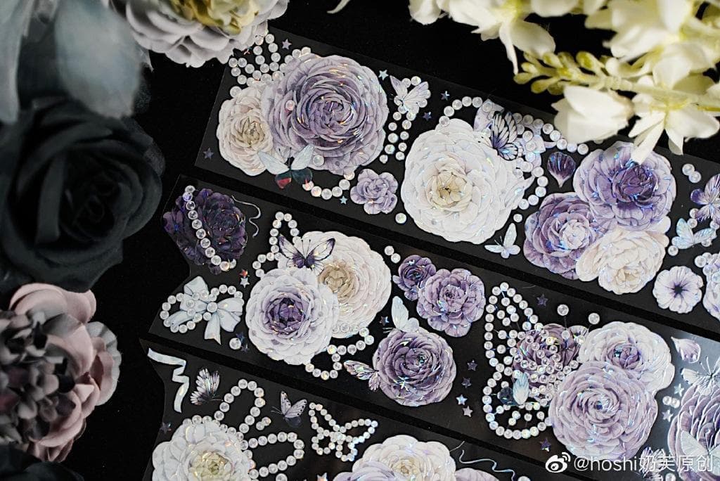 海外マステ巻き 人物背景花蝶 装飾コラージュ 台湾マスキング