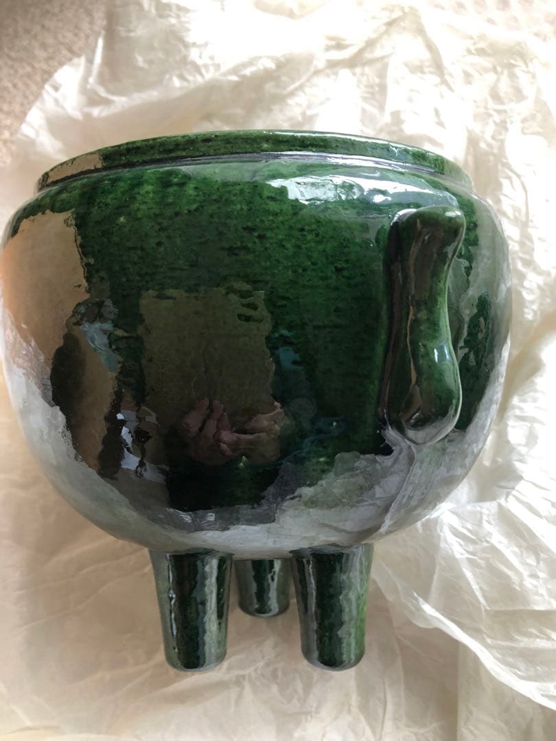 青釉　香炉　平安楽入作　共箱入