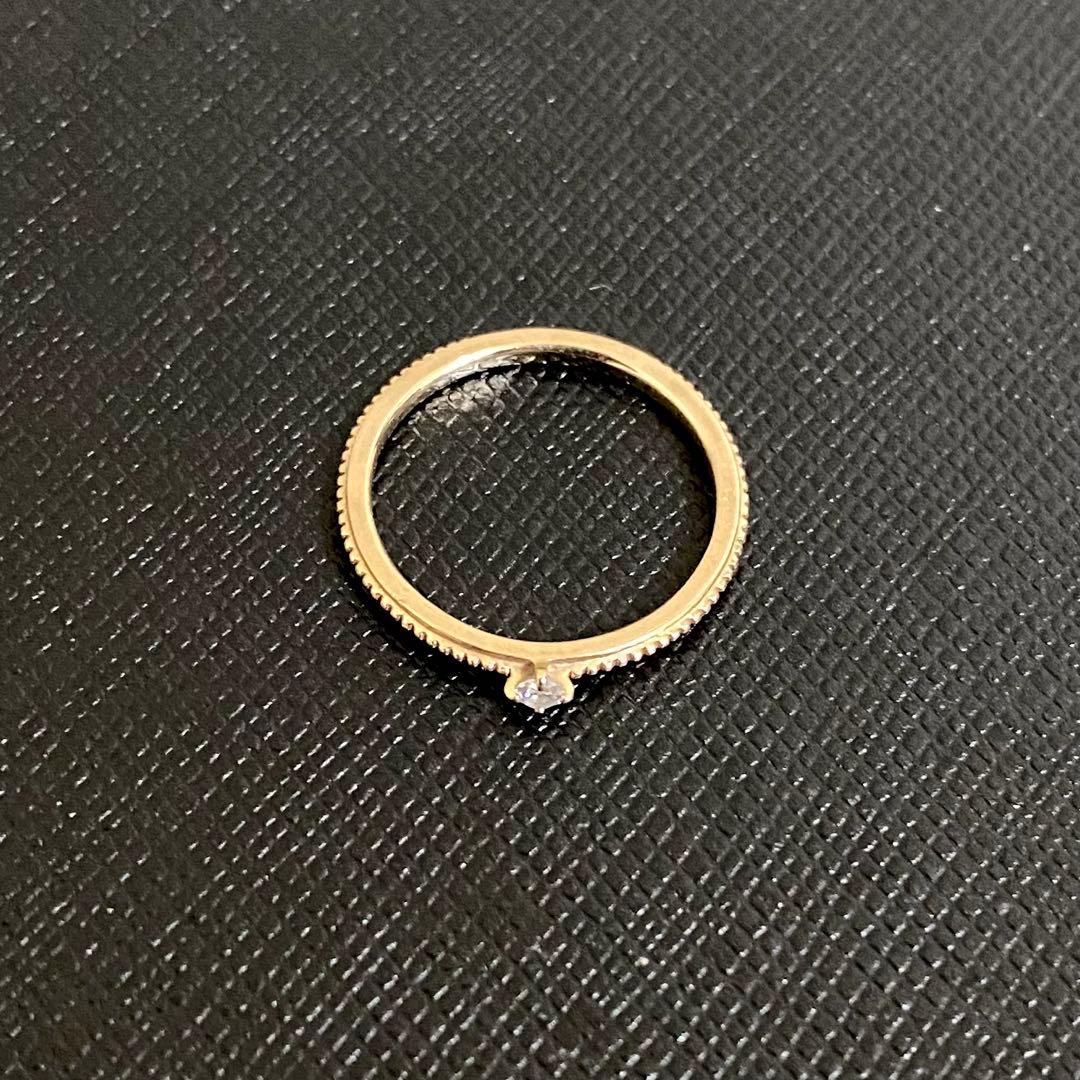 agete アガット K10 0.03ct ダイヤモンド リング 5号 ピンキー
