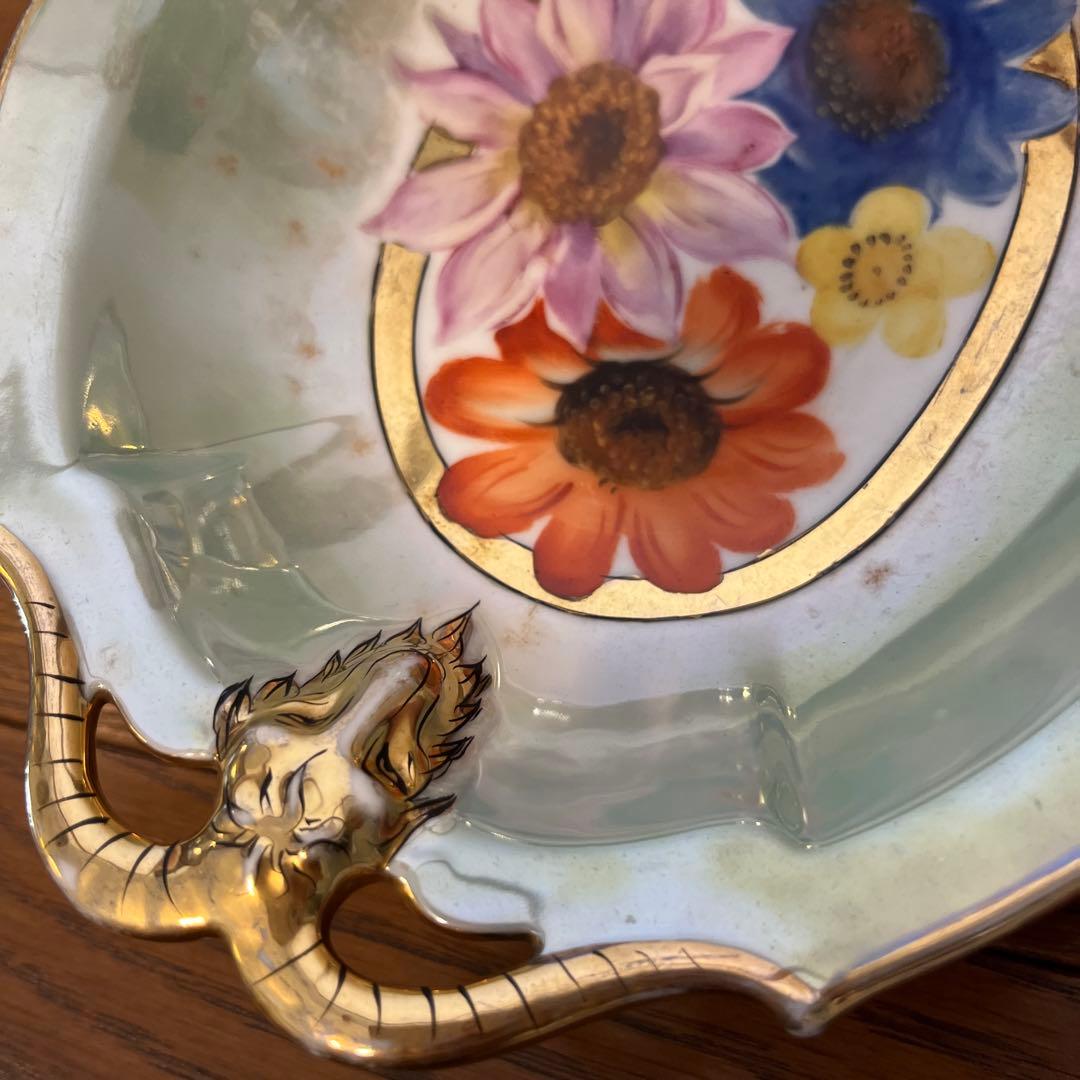 最終処超レアオールドノリタケ山羊持ち手フィギュア変形ボウルラスター