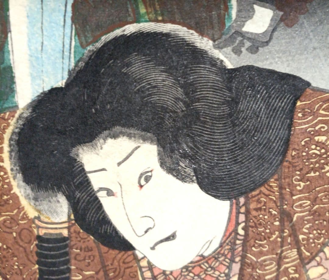 浮世絵版画、役者絵2枚綴り繋がってます。三代歌川豊国画、安政3年出版