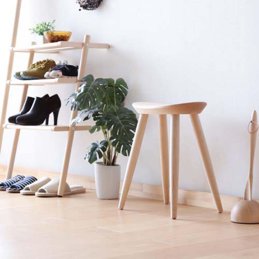 旭川家具　MUKU工房　コサイン　エントランススツール　メープル材