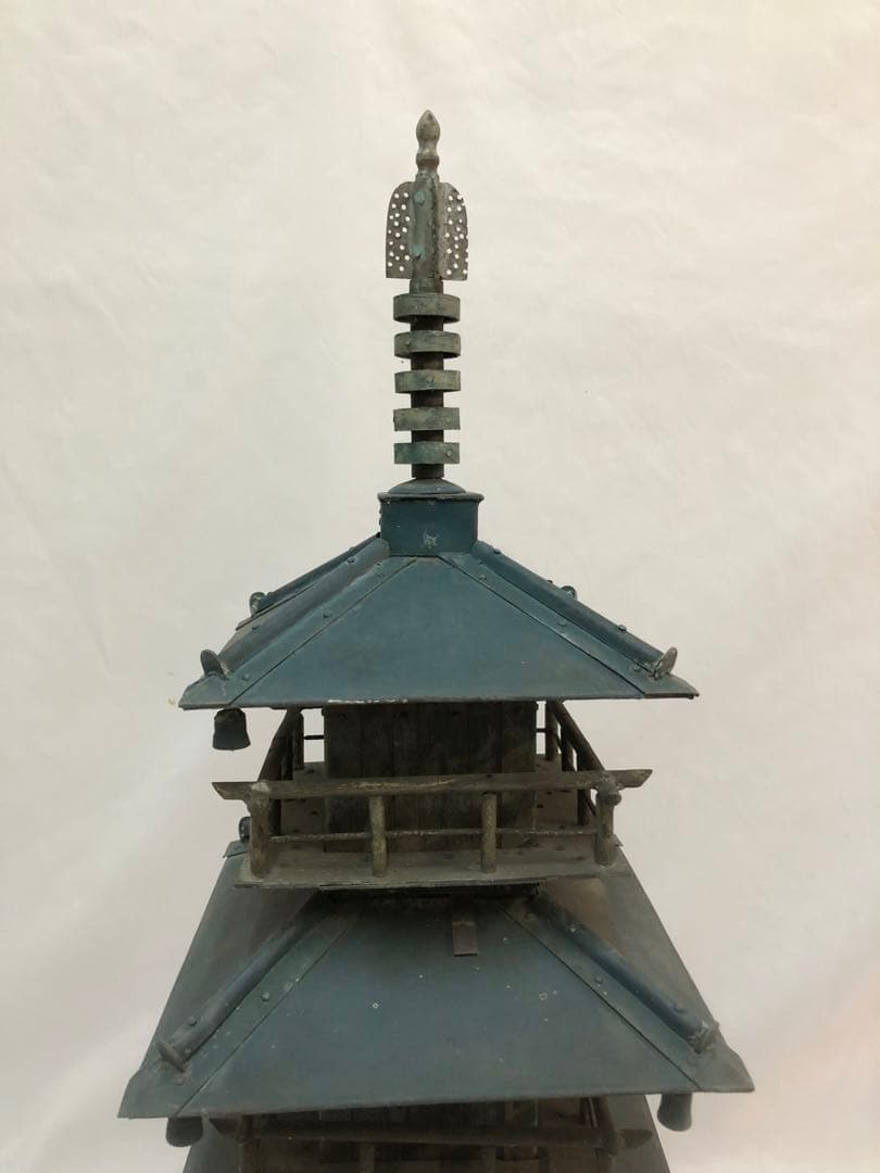 錆あり 昭和レトロ 三重の塔 置物 銅製 ヴィンテージ アンティーク