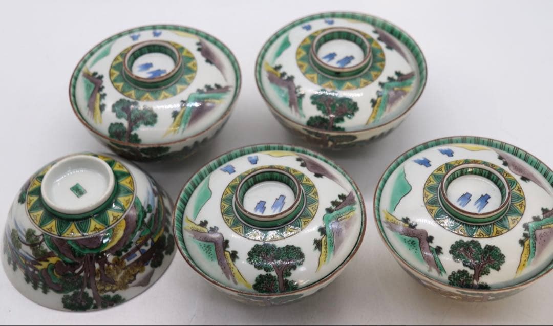 明治期　九谷焼　蓋茶碗5点　送料込み251114 明治期 九谷焼 蓋茶碗5点 送料込み251114 - メルカリ