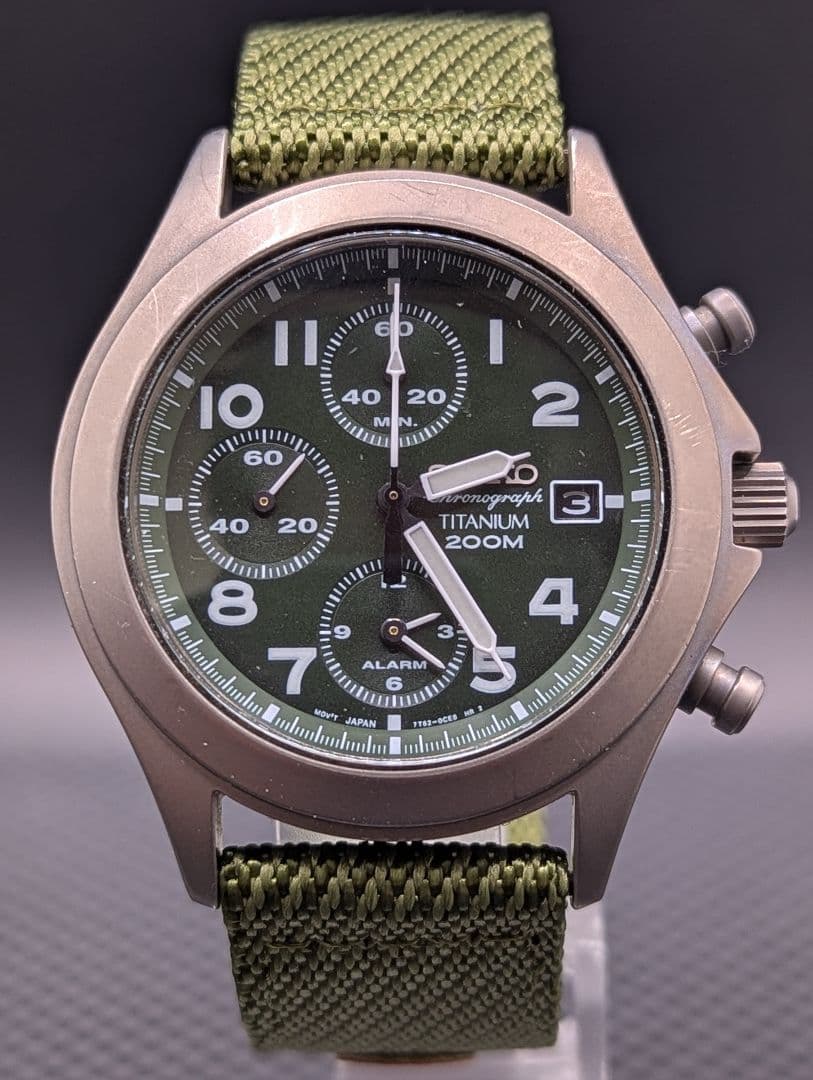 SEIKO セイコー クロノグラフ チタン 7T62-0BZ0 ミリタリー