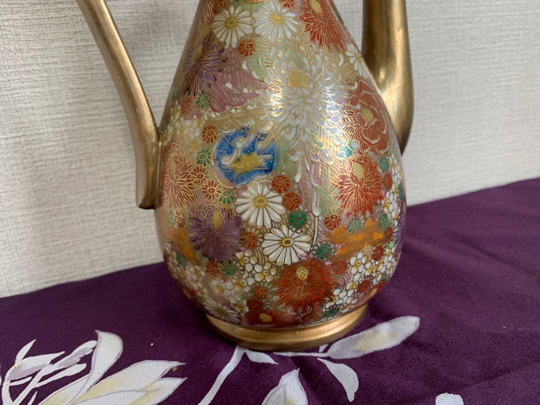 薩摩 色絵金彩 花詰 水注 時代