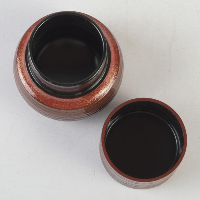 茶道具 漆塗 帽子茶器 棗 時代箱付 V 9816