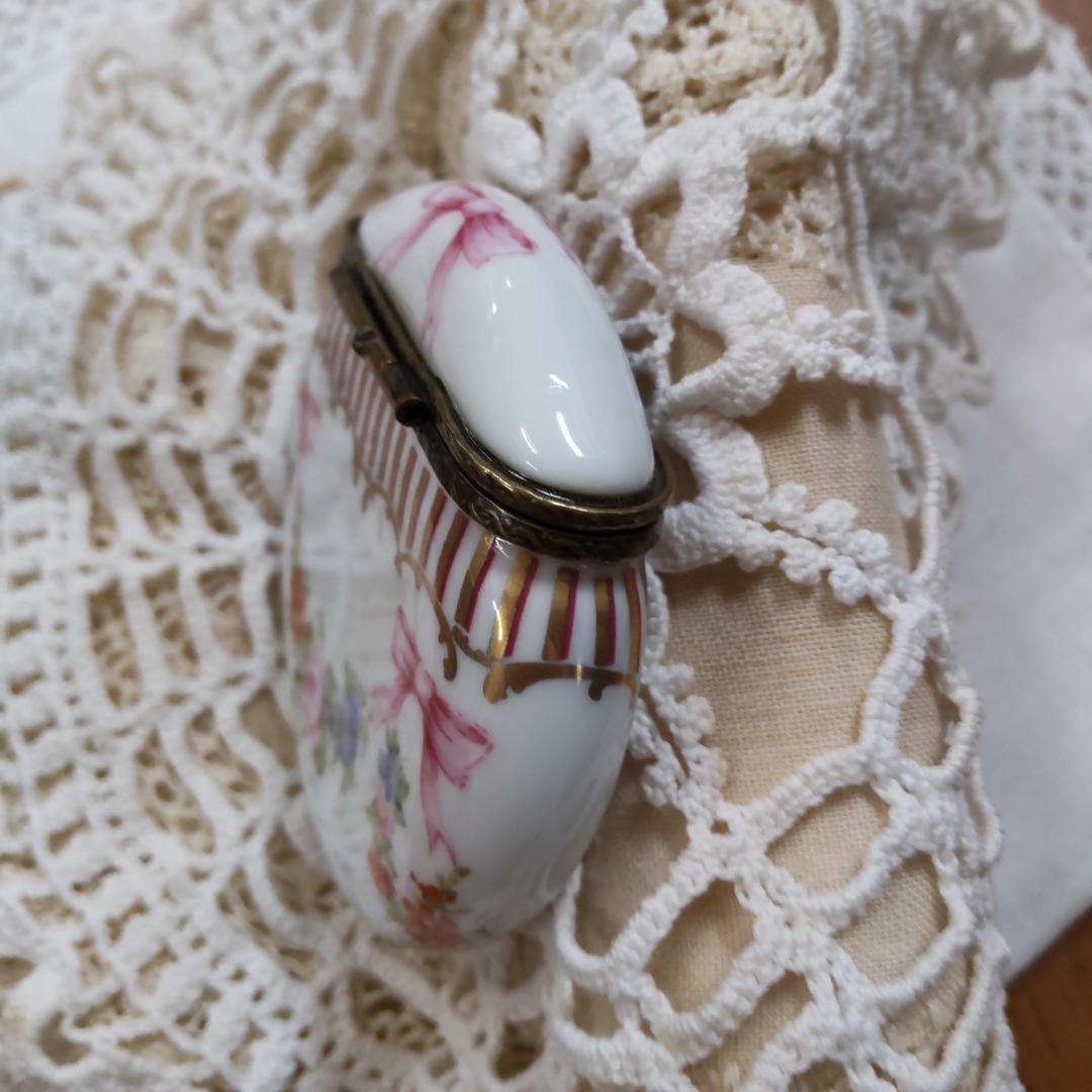 リモージュ 風 ピルケース 陶器 ヒンジボックス アンティーク風