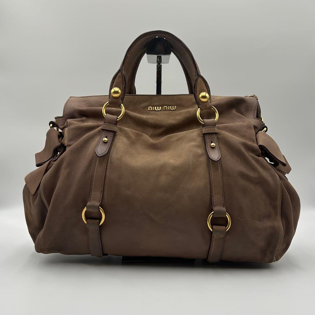 【美品】miu miu ヴィッテロ 2way ハンドバッグ ブラウン レザー