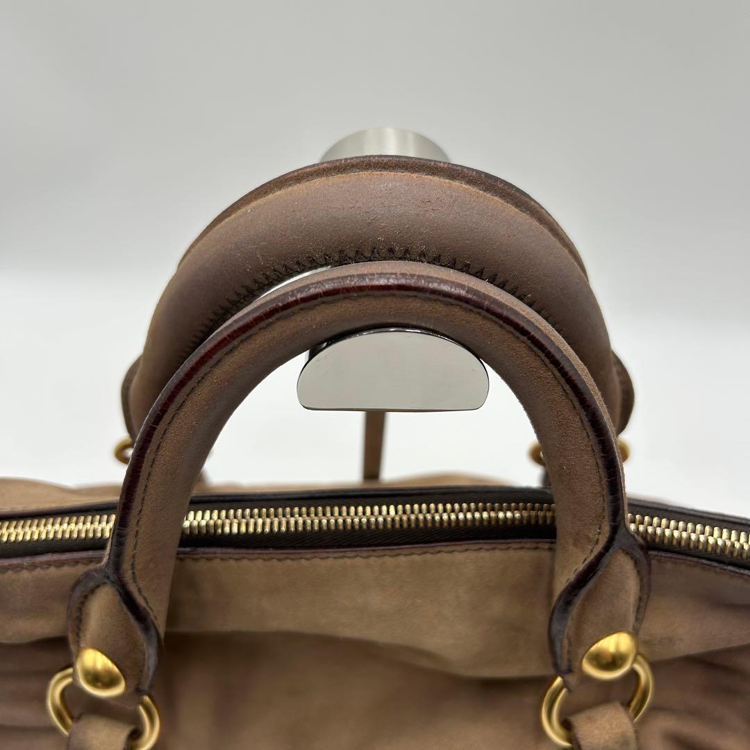 【美品】miu miu ヴィッテロ 2way ハンドバッグ ブラウン レザー